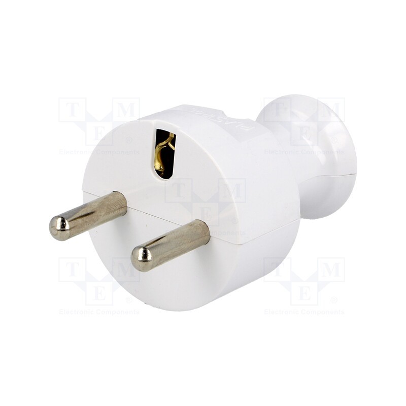 1 pcs x PLASTROL - W-10125 - Connector: AC supply, male, plug, 2P+PE, 230VAC, 16A, white, PIN: 3