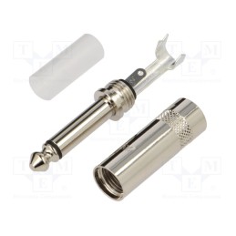 1 pcs x REAN - NYS201 - Plug, Jack 6,3mm, male, mono, ways: 2, straight, 6mm, Body: silver
