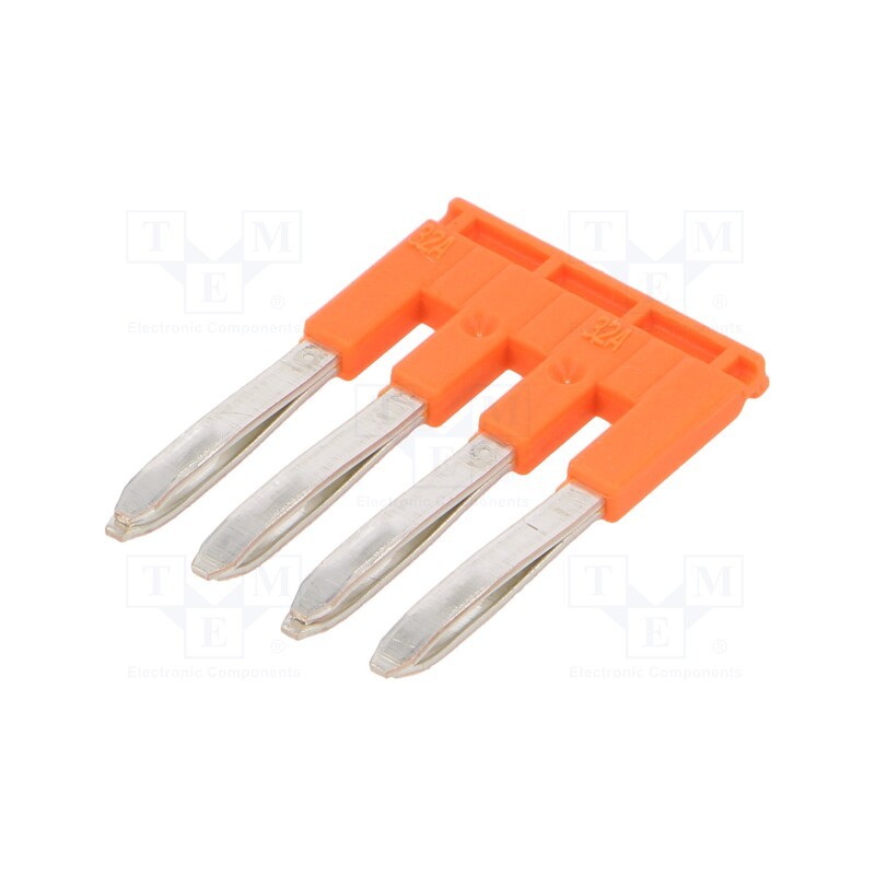 1 pcs x TE Connectivity - 1SNK905304R0000 (JB5-4) - Comb bridge, ways: 4, orange, Width: 5.2mm, SNK, 600V, Ht: 18.6mm