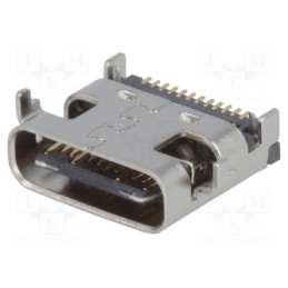 1 pcs x ADAM TECH - USB-C31-S-RA-EH2-SMT-BK - Socket, USB C, SMT, angled 90°, USB 3.1