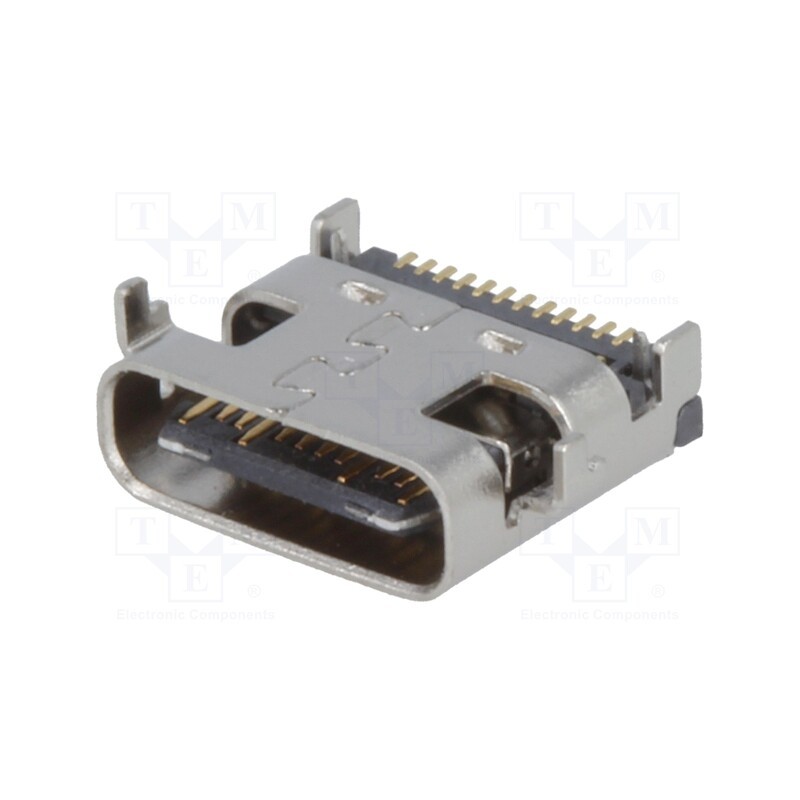 1 pcs x ADAM TECH - USB-C31-S-RA-EH2-SMT-BK - Socket, USB C, SMT, angled 90°, USB 3.1