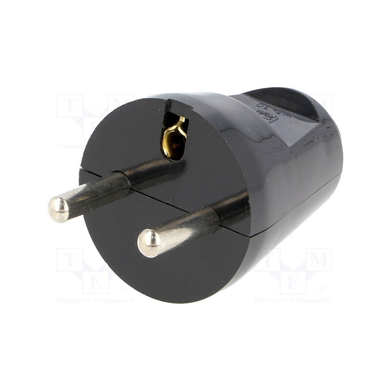 1 pcs x PLASTROL - W-10111 - Connector: AC supply, male, plug, 2P+PE, 230VAC, 16A, black, PIN: 3