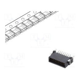 1 pcs x ADAM TECH - ESMC-M-16-SGR-SMT-T/R - Connector: PCB to PCB, male, PIN: 16, 1.27mm, -55÷125°C, UL94V-0