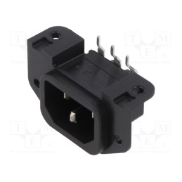 1 pcs x SCHURTER - GSP1.910C.1 - Connector: AC supply, socket, male, 10A, 250VAC, IEC 60320, C14 (E)