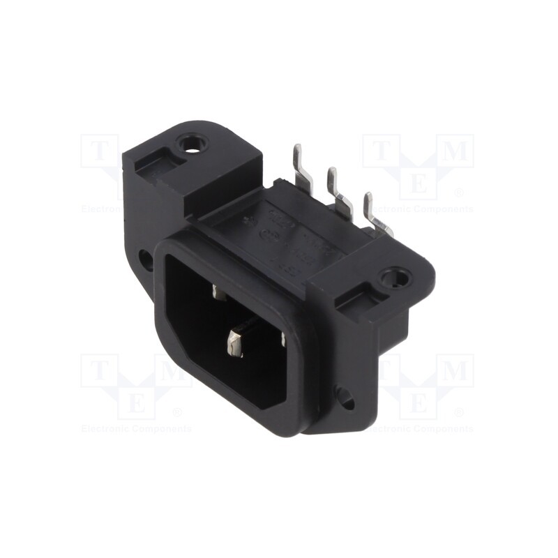 1 pcs x SCHURTER - GSP1.910C.1 - Connector: AC supply, socket, male, 10A, 250VAC, IEC 60320, C14 (E)
