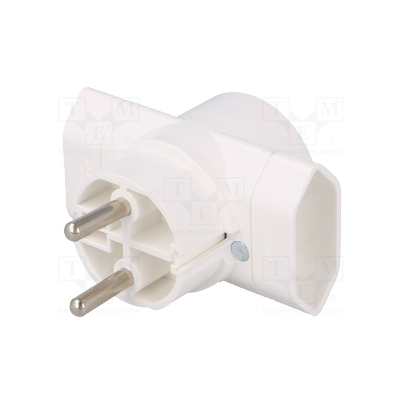 1 pcs x TIMEX-ELEKTRO - R-1 - Connector: AC supply, splitter, 2P, Type: round,flat, white
