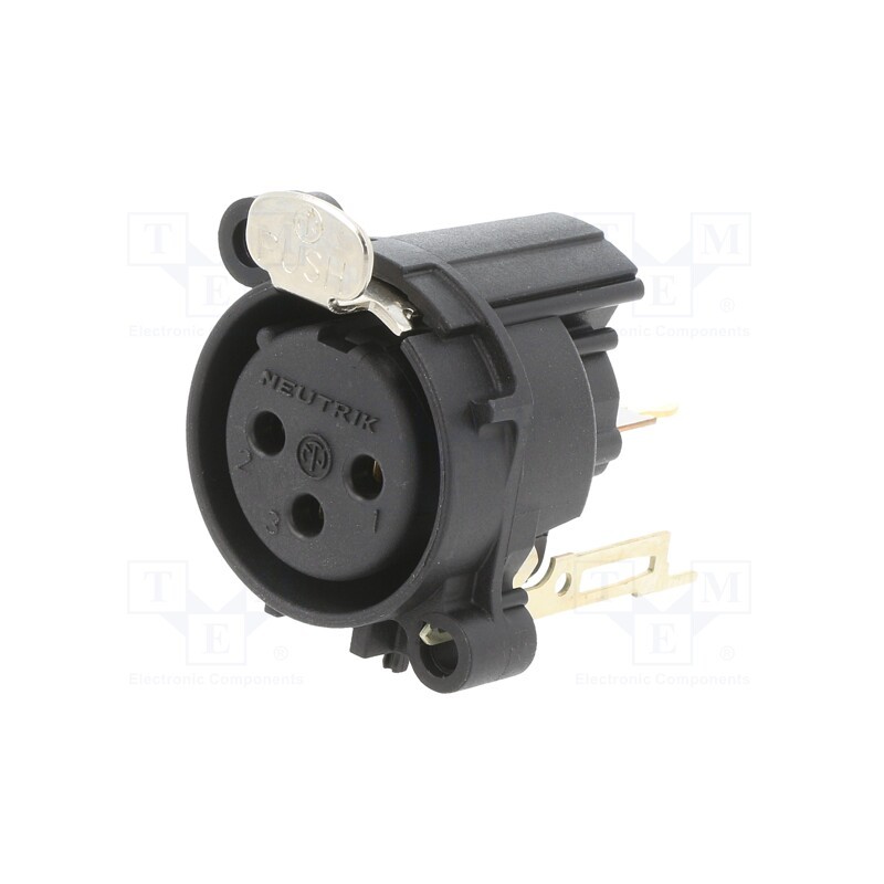 1 pcs x NEUTRIK - NC3FAV2 - Socket, XLR, female, PIN: 3, straight, with push button, THT, black