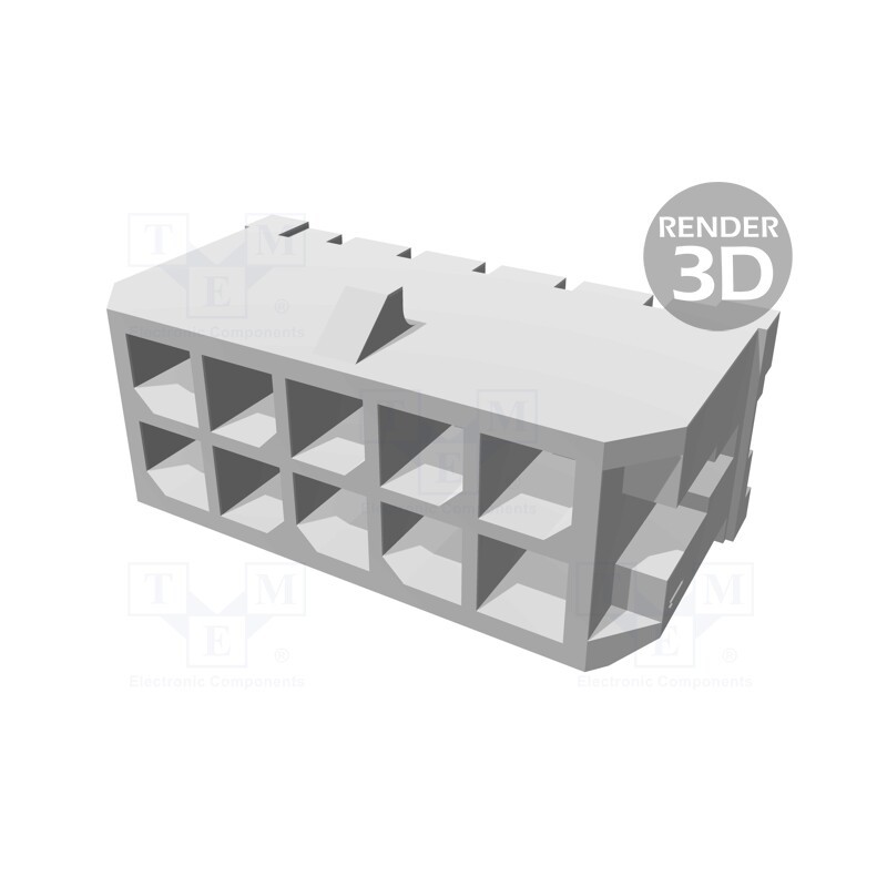 1 pcs x MOLEX - 430451027 - Socket, wire-board, male, Micro-Fit 3.0, 3mm, PIN: 10, THT, 5A, 600V