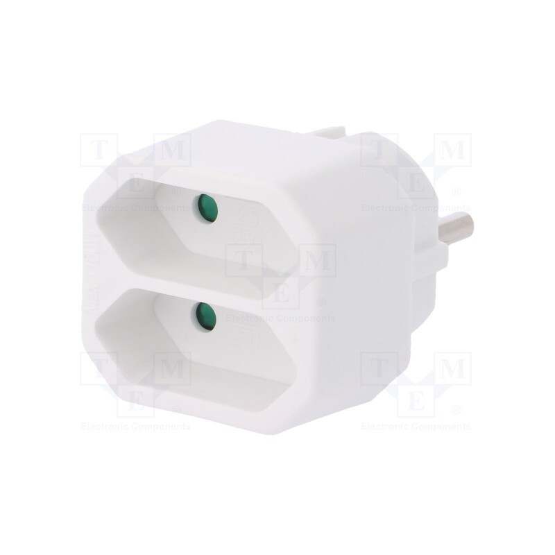 1 pcs x PLASTROL - W-97742 - Connector: AC supply, splitter, 2P, Type: round,flat, white