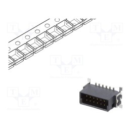 1 pcs x ADAM TECH - ESMC-M-12-SGS-SMT-A-PP-T/R - Connector: PCB to PCB, male, PIN: 12, 1.27mm, -55÷125°C, UL94V-0