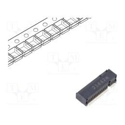 1 pcs x ATTEND - 123A-58B01 - Connector: M.2 (NGFF), horizontal, SMT, gold flash, PIN: 67, 0.5A