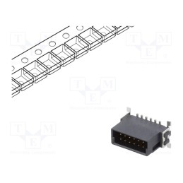 1 pcs x ADAM TECH - ESMC-M-12-SGS-SMT-B-PP-T/R - Connector: PCB to PCB, male, PIN: 12, 1.27mm, -55÷125°C, UL94V-0