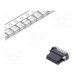1 pcs x ADAM TECH - ESMC-F-12-SGR-SMT-T/R - Connector: PCB to PCB, female, PIN: 12, 1.27mm, -55÷125°C, UL94V-0