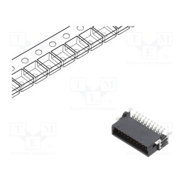 1 pcs x ADAM TECH - ESMC-M-20-SGR-SMT-T/R - Connector: PCB to PCB, male, PIN: 20, 1.27mm, -55÷125°C, UL94V-0