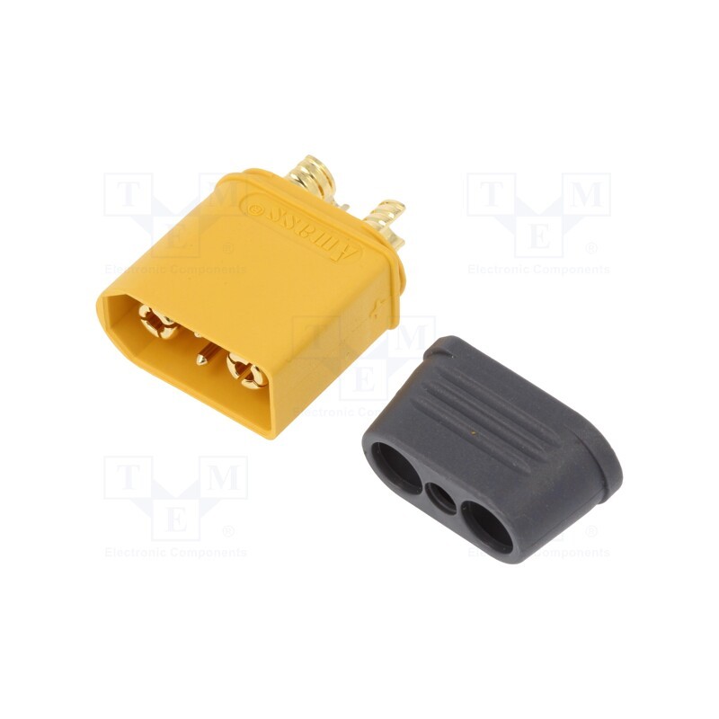 1 pcs x AMASS - XT90I-M - Plug, DC supply, XT90, male, PIN: 4, for cable, soldering, yellow