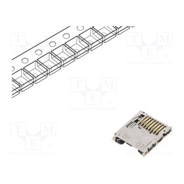 1 pcs x HIROSE - DM3BT-DSF-PEJS - Connector: for cards, microSD, bottom board mount,push-push, SMT