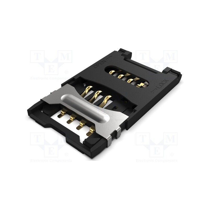 1 pcs x Global Connector Technology (GCT) - SIM5055-6-1-25-00-A - Connector: for cards, Mini SIM, with hinged cover, SMT, PIN: 6