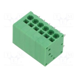 1 pcs x ADAM TECH - EB163A-06-A - PCB terminal block, Contacts ph: 3.5mm, ways: 6, angled 90°, green