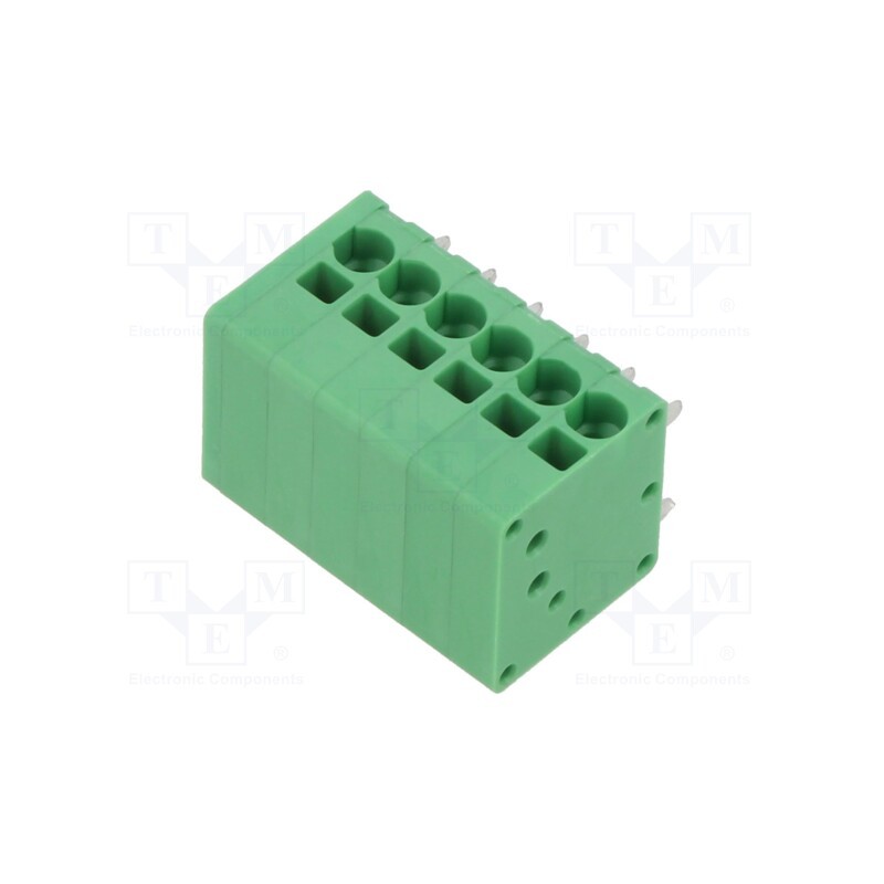 1 pcs x ADAM TECH - EB163A-06-A - PCB terminal block, Contacts ph: 3.5mm, ways: 6, angled 90°, green