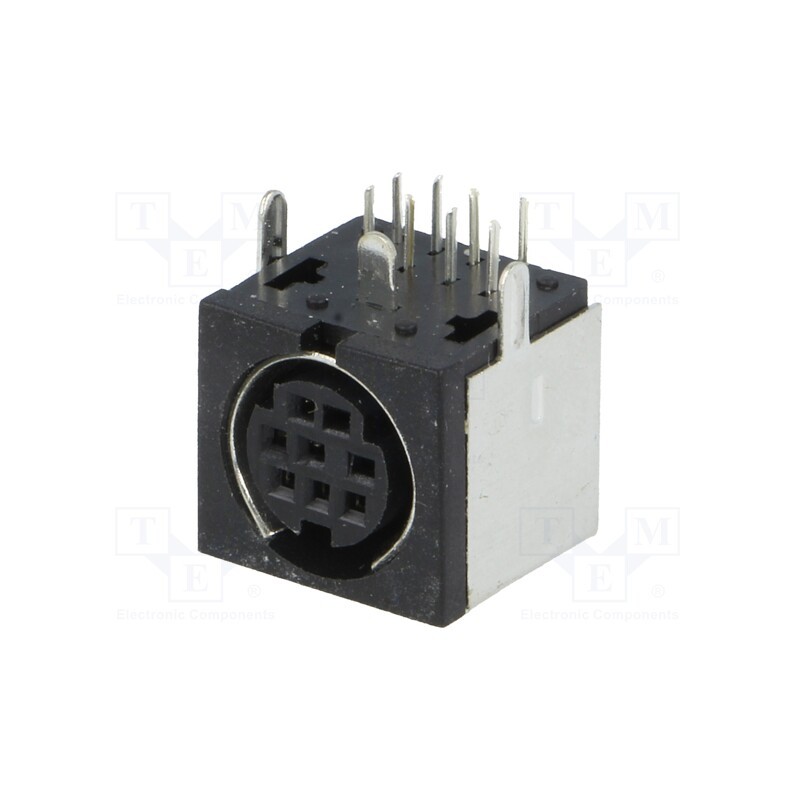 1 pcs x LUMBERG - TM 0508 A/8 - Socket, DIN mini, female, PIN: 8, shielded, THT, on PCBs, angled 90°