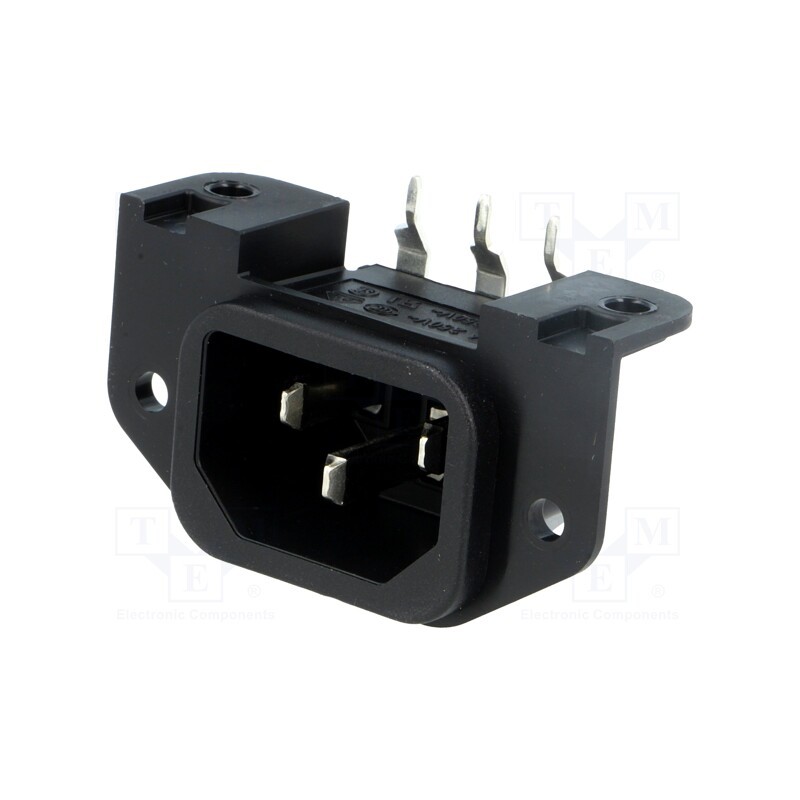 1 pcs x SCHURTER - GSP1.9103.1 - Connector: AC supply, socket, male, 10A, 250VAC, IEC 60320, C14 (E)