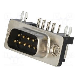 1 pcs x ADAM TECH - DE09-PN-24 - D-Sub, PIN: 9, socket, male, angled 90°, THT, UNC 4-40, 5A, 20mΩ