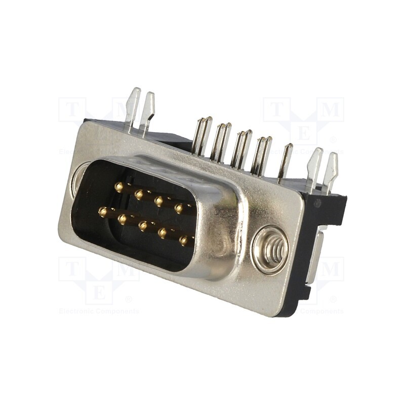 1 pcs x ADAM TECH - DE09-PN-24 - D-Sub, PIN: 9, socket, male, angled 90°, THT, UNC 4-40, 5A, 20mΩ