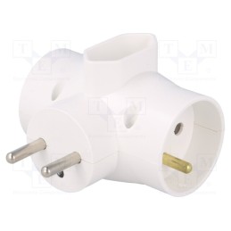 1 pcs x TIMEX-ELEKTRO - R-21 - Connector: AC supply, splitter, 2P,2P+PE, white, Output: 3x socket