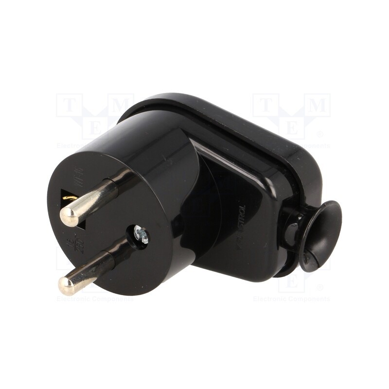 1 pcs x PLASTROL - W-10802 - Connector: AC supply, male, plug, 2P+PE, 230VAC, 16A, black, PIN: 3