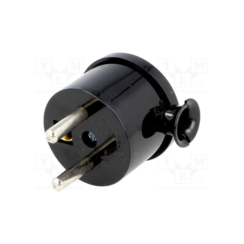 1 pcs x PLASTROL - W-10137 - Connector: AC supply, male, plug, 2P+PE, 230VAC, 16A, black, PIN: 3