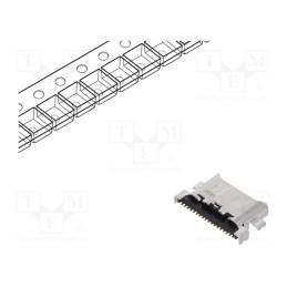 1 pcs x HIROSE - CX90M-16P - Socket, USB C, CX, on PCBs, SMT, PIN: 16, horizontal, USB 3.0