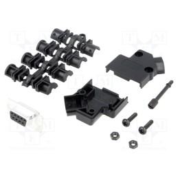 1 pcs x MH CONNECTORS - MHD45PPK9-DB9S-K - D-Sub, PIN: 9, plug, female, angled 45°, soldering, for cable