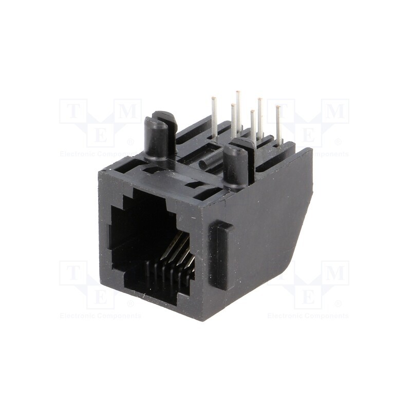 1 pcs x TE Connectivity - 5555163-1 - Socket, RJ12, PIN: 6, Cat: 3, Layout: 6p6c, on PCBs, THT, 12.7mm