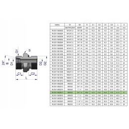 Hydraulic connection nipple M36x2 x 3 4 Warynski