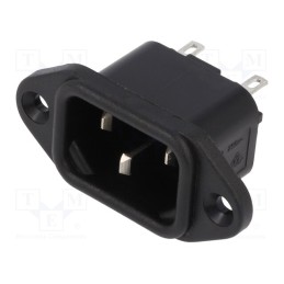 1 pcs x BULGIN - PX0580/28 - Connector: AC supply, socket, male, 10A, 250VAC, C14 (E), -40÷70°C