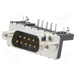 1 pcs x Amphenol Communications Solutions - D09P33E4GV00LF - D-Sub, PIN: 9, socket, male, for panel mounting, angled 90°, 5A