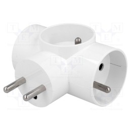 1 pcs x TIMEX-ELEKTRO - R-31 - Connector: AC supply, splitter, 2P+PE, 250VAC, Output: 3x socket
