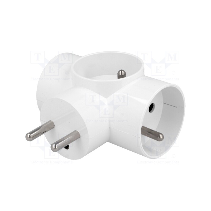 1 pcs x TIMEX-ELEKTRO - R-31 - Connector: AC supply, splitter, 2P+PE, 250VAC, Output: 3x socket