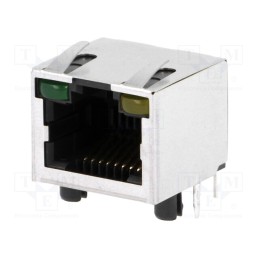 1 pcs x Amphenol Communications Solutions - RJHSE-5384 - Socket, RJ45, Cat: 5, shielded,with LED, Layout: 8p8c, THT