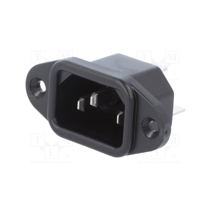 1 pcs x SCHURTER - 6162.0058 - Connector: AC supply, socket, male, 10A, 250VAC, IEC 60320, C14 (E)