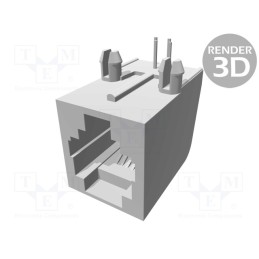 1 pcs x TE Connectivity - 5555979-1 - Socket, RJ11, PIN: 4, Cat: 3, Layout: 6p4c, on PCBs, THT, 16.2mm
