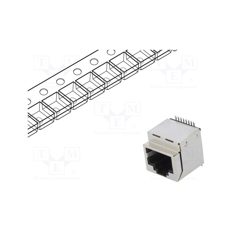 1 pcs x ENCITECH - RJJS-88-143-E1V-039 - Socket, RJ45, PIN: 8, Cat: 5, shielded, Layout: 8p8c, SMT, vertical