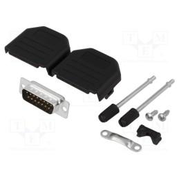 1 pcs x ENCITECH - DPPK15-BK-DBP-K - D-Sub, PIN: 15, plug, male, soldering, for cable, Kit: complete set