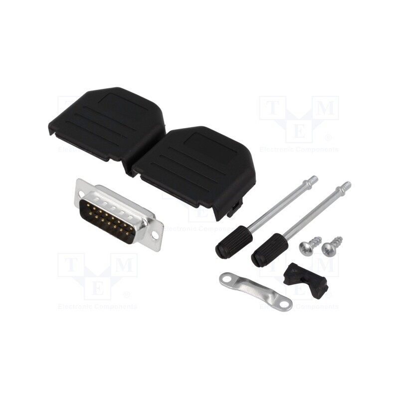1 pcs x ENCITECH - DPPK15-BK-DBP-K - D-Sub, PIN: 15, plug, male, soldering, for cable, Kit: complete set