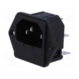 1 pcs x ADAM TECH - IEC-F-2 - Connector: AC supply, socket, male, 10A, IEC 60320, C14 (E), 5x20mm