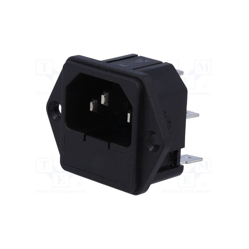 1 pcs x ADAM TECH - IEC-F-2 - Connector: AC supply, socket, male, 10A, IEC 60320, C14 (E), 5x20mm