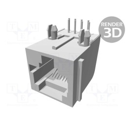 1 pcs x TE Connectivity - 5520252-4 - Socket, RJ45, PIN: 8, Layout: 8p8c, on PCBs, THT