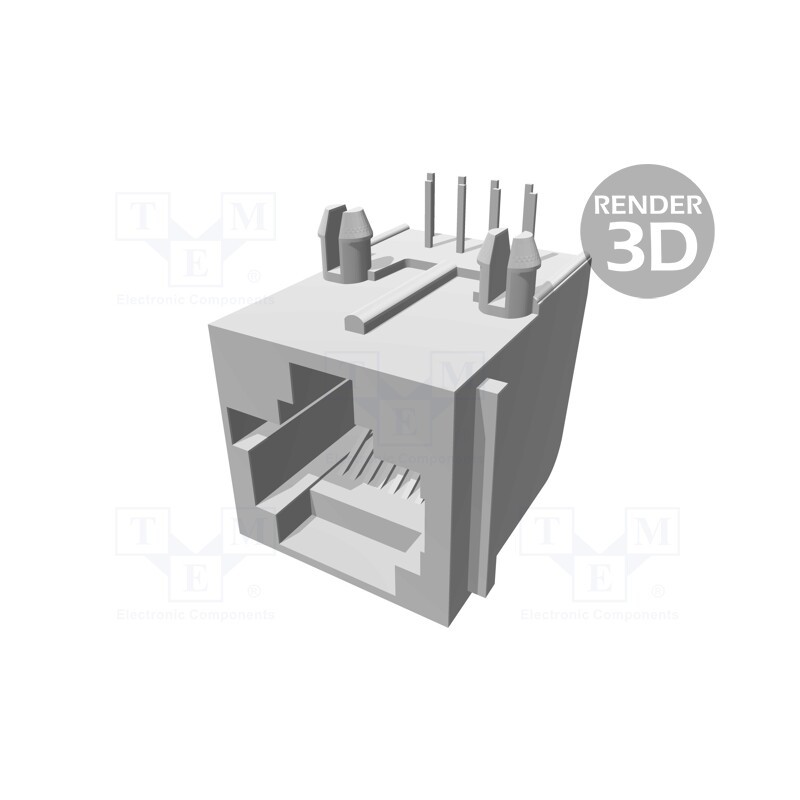 1 pcs x TE Connectivity - 5520252-4 - Socket, RJ45, PIN: 8, Layout: 8p8c, on PCBs, THT