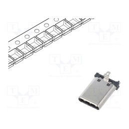 1 pcs x Global Connector Technology (GCT) - USB4151-GF-C - Plug, USB C, SMT, PIN: 24, vertical, top board mount, USB 3.2, 5A