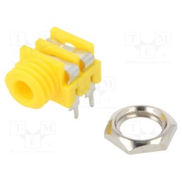 1 pcs x CLIFF - CL1384Y - Socket, Jack 3,5mm, female, mono, ways: 2, angled 90°, THT, yellow